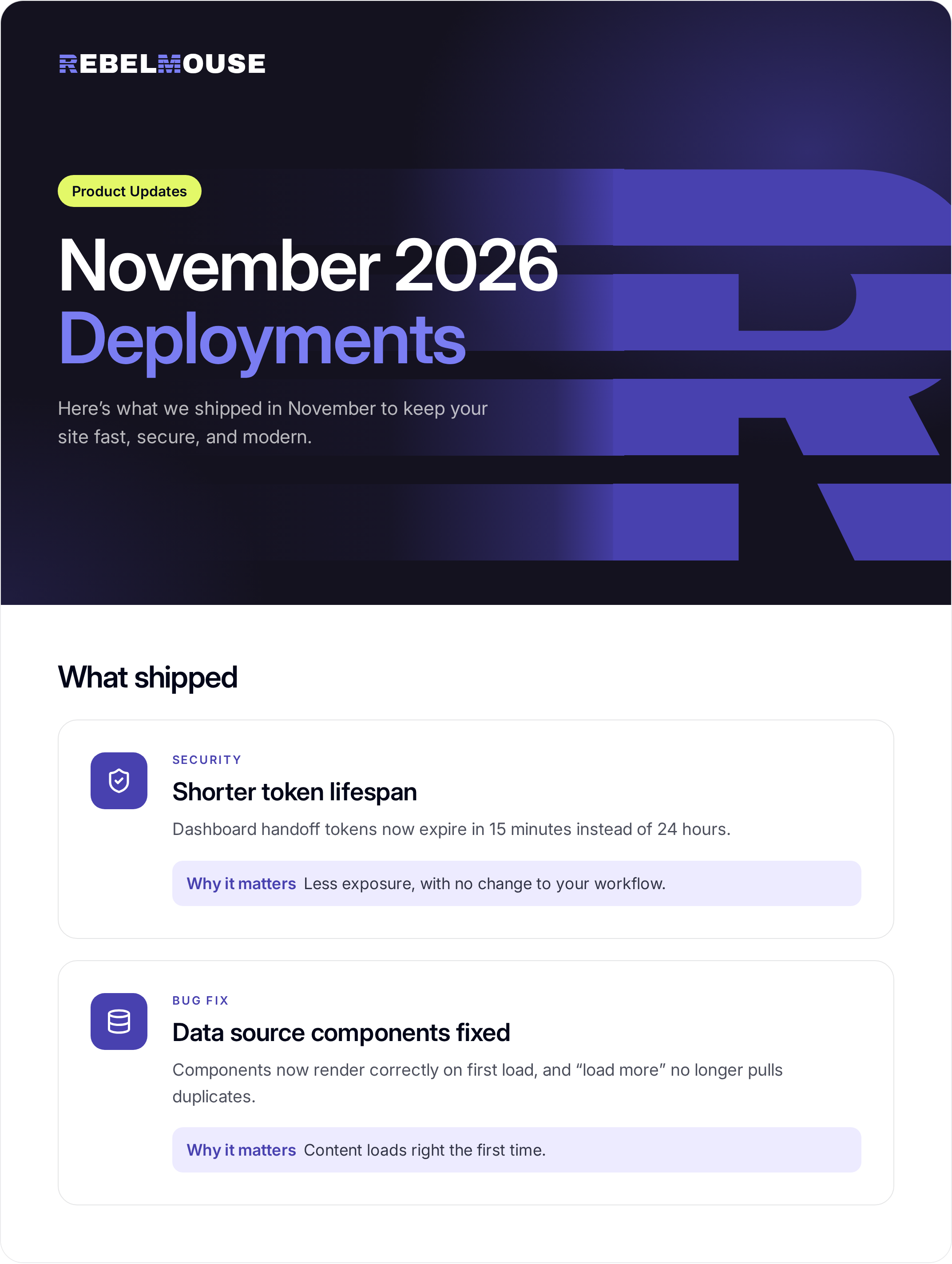 November 2026 product deployments newsletter preview