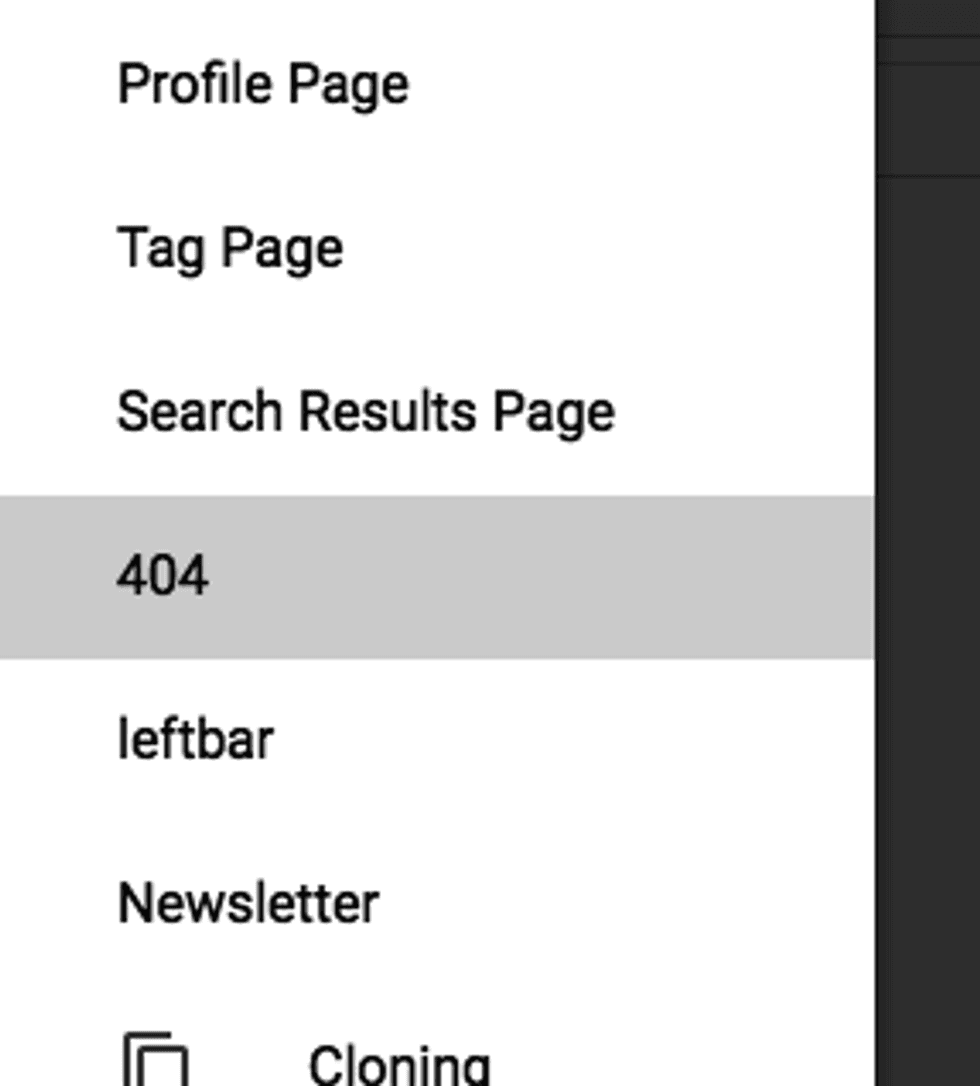 404 Page Menu