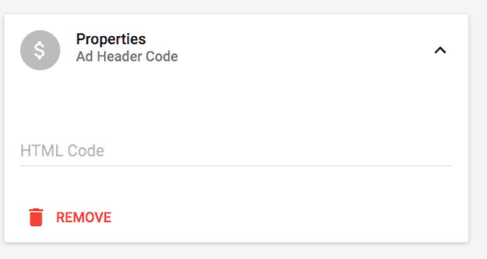 Ad Header Code Properties