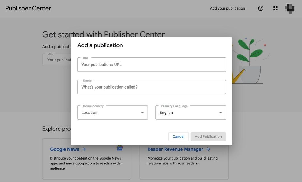 Adding publication details in Google Publisher Center