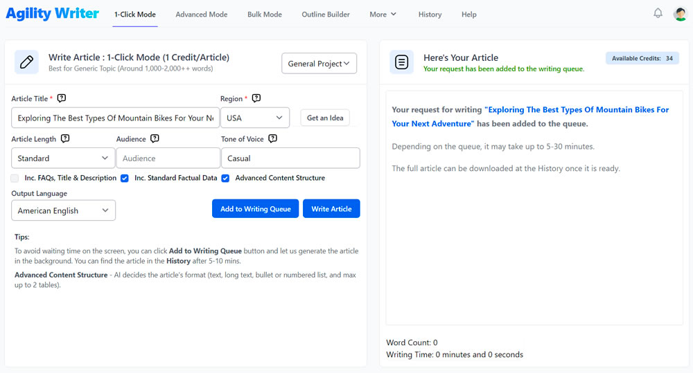 Agility writer AI platform