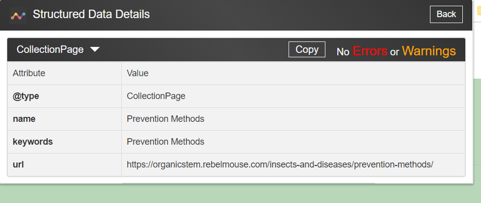 an example of CollectionPage structured data