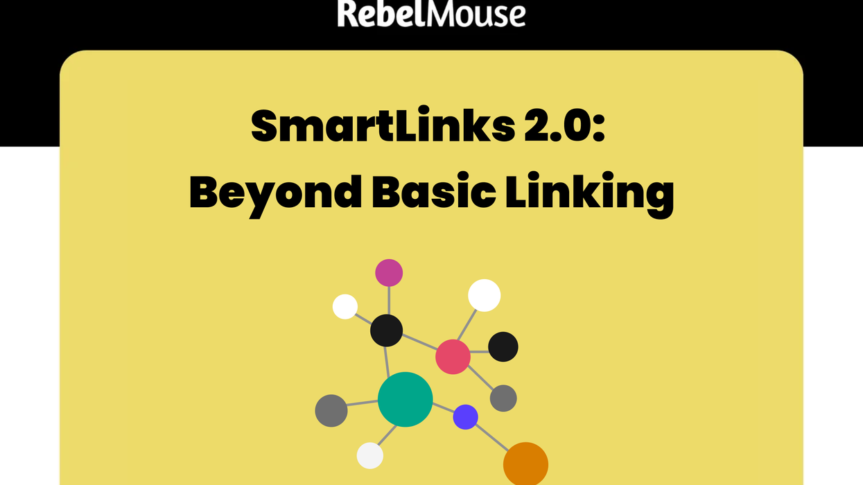 an image of RebelMouse's SmartLinks 2.0 product with a graphic showing linked molecules
