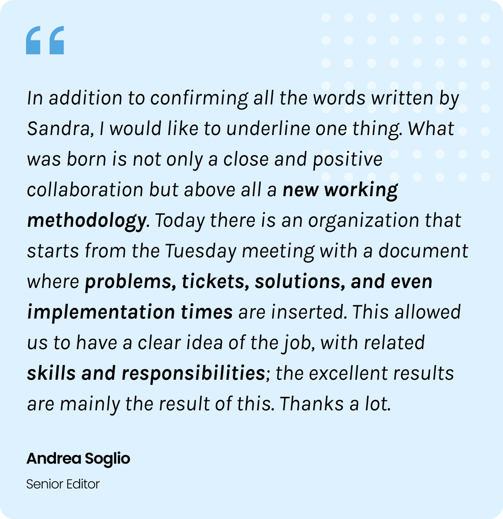 Andrea Soglio's quote about RebelMouse partnership