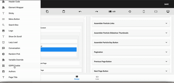 animation of how to implement a GDPR cookie banner on a website using RebelMouse's Layout & Design Tool