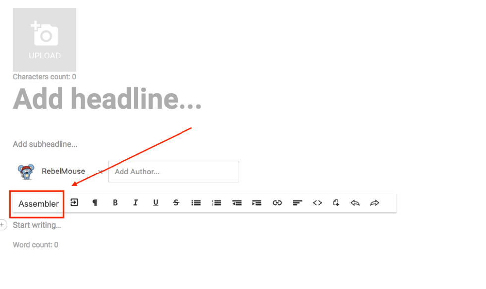 Assembler button in the Entry Editor