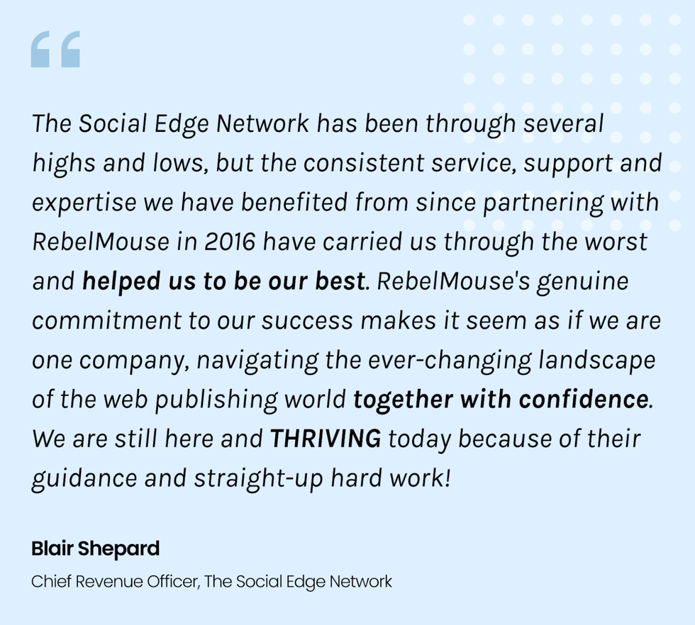 Blair Shepard quote on Comic Sands growth with RebelMouse