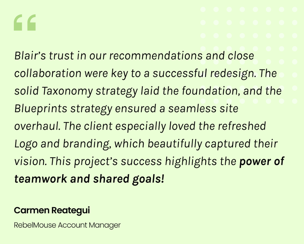 Carmen Reategui RebelMouse account manager quote