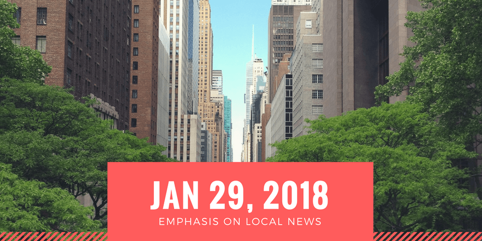 City street view with trees, date Jan 29, 2018 in red banner.