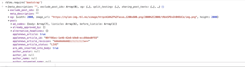 Code snippet showing JSON-like structure with metadata attributes.