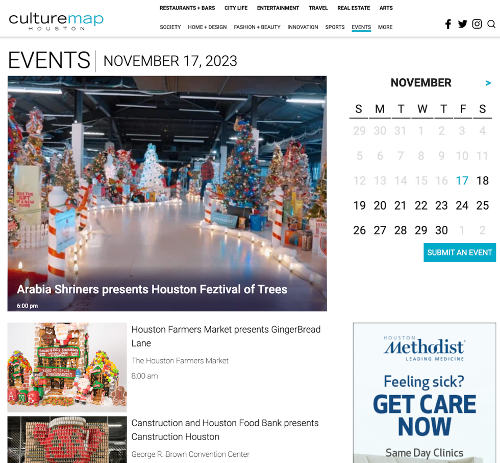 CultureMap events calendar with Submit An Event functionality