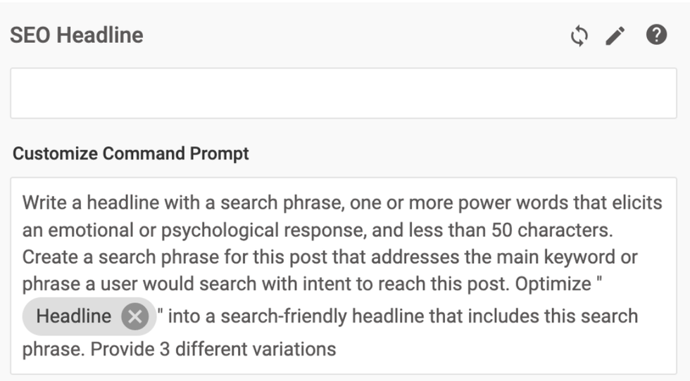 customizing the command prompt for SEO headlines