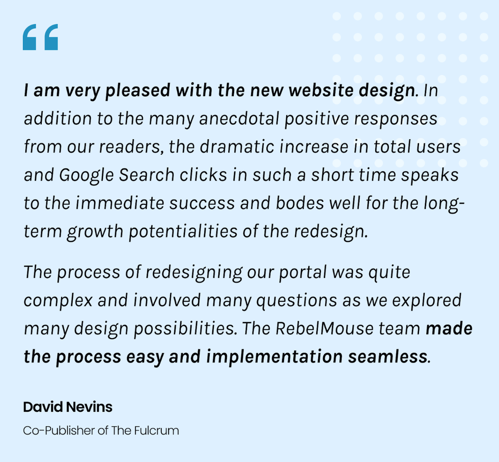 David Nevins quote on The Fulcrum redesign