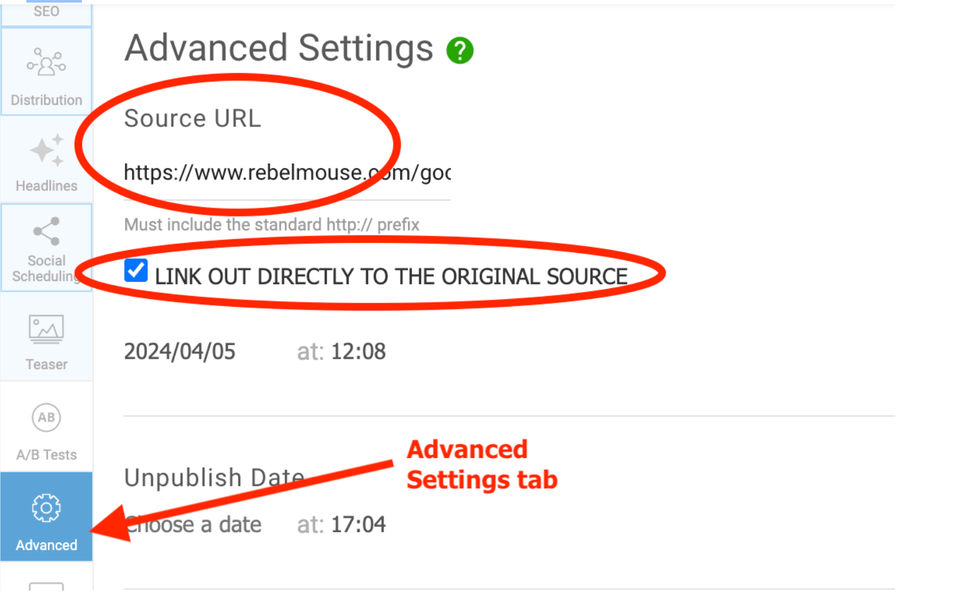 direct link outs for setting canonical to exclude from sitemap