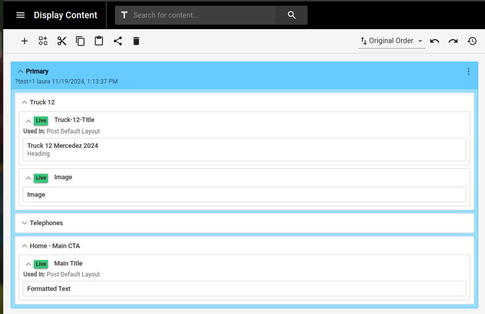 Display Content Dashboard