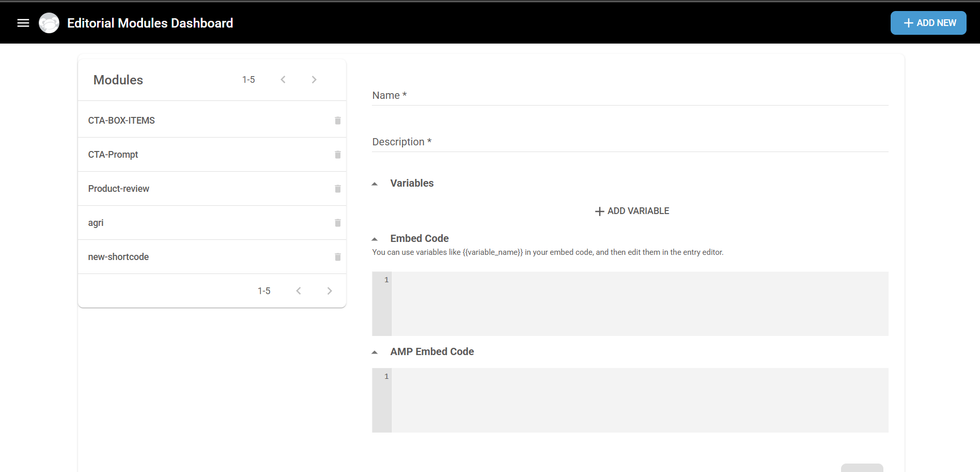 Editorial Module Dashboard