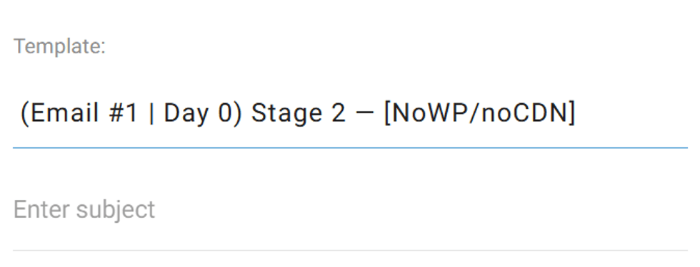 Email template field with placeholder text "Enter subject."
