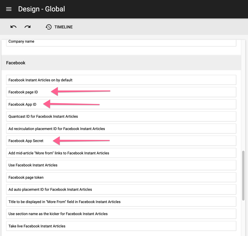 facebook page id and app id for instant articles