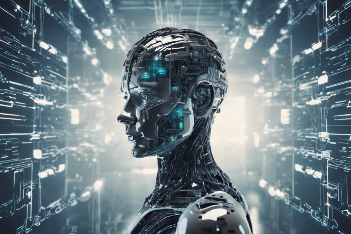 futuristic AI-generated robot surrounded by connections