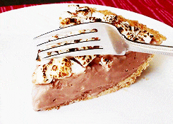 Gif of a fork cutting a piece of pie