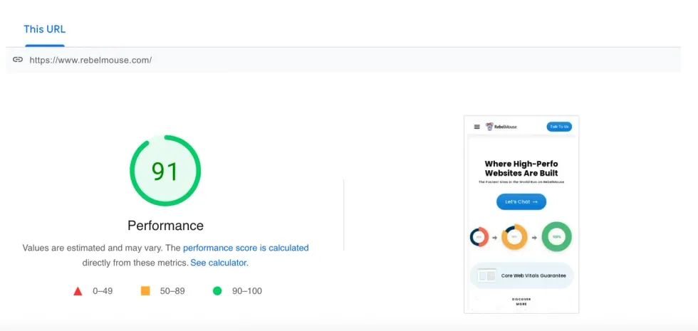 Google's PageSpeed Insights tool will show your site's performance score