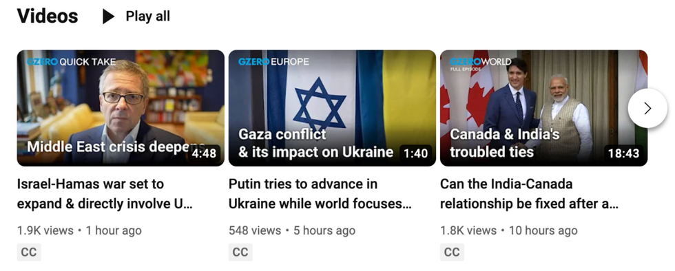 GZERO Media YouTube videos with analysis