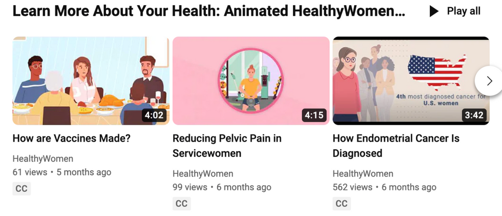 HealthyWomen YouTube explainer videos