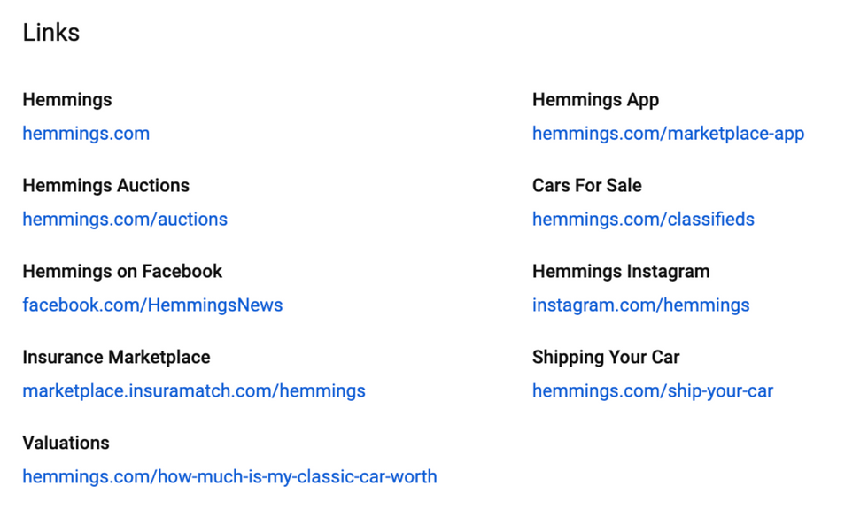 Hemmings backlinks on YouTube About page