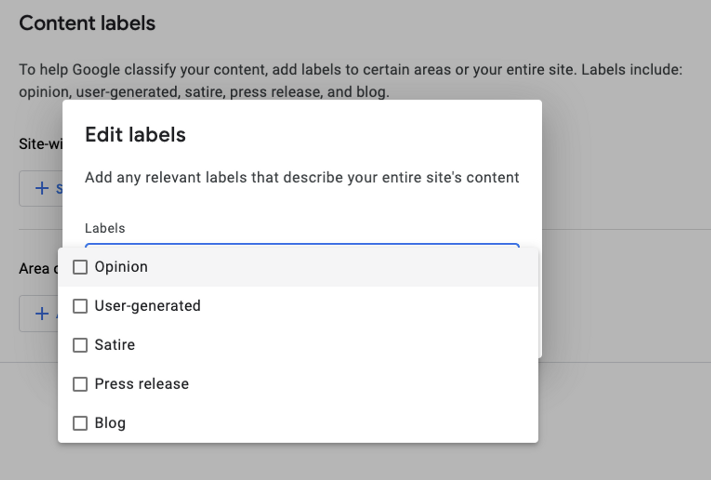 how to edit content labels in google publisher center
