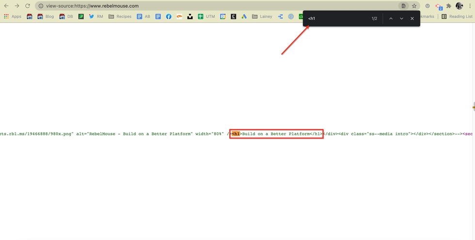 how to find h1 tag on site