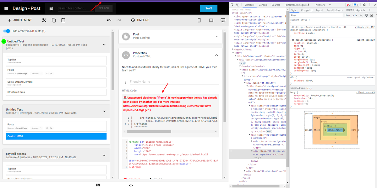 HTML Warning Dashboard