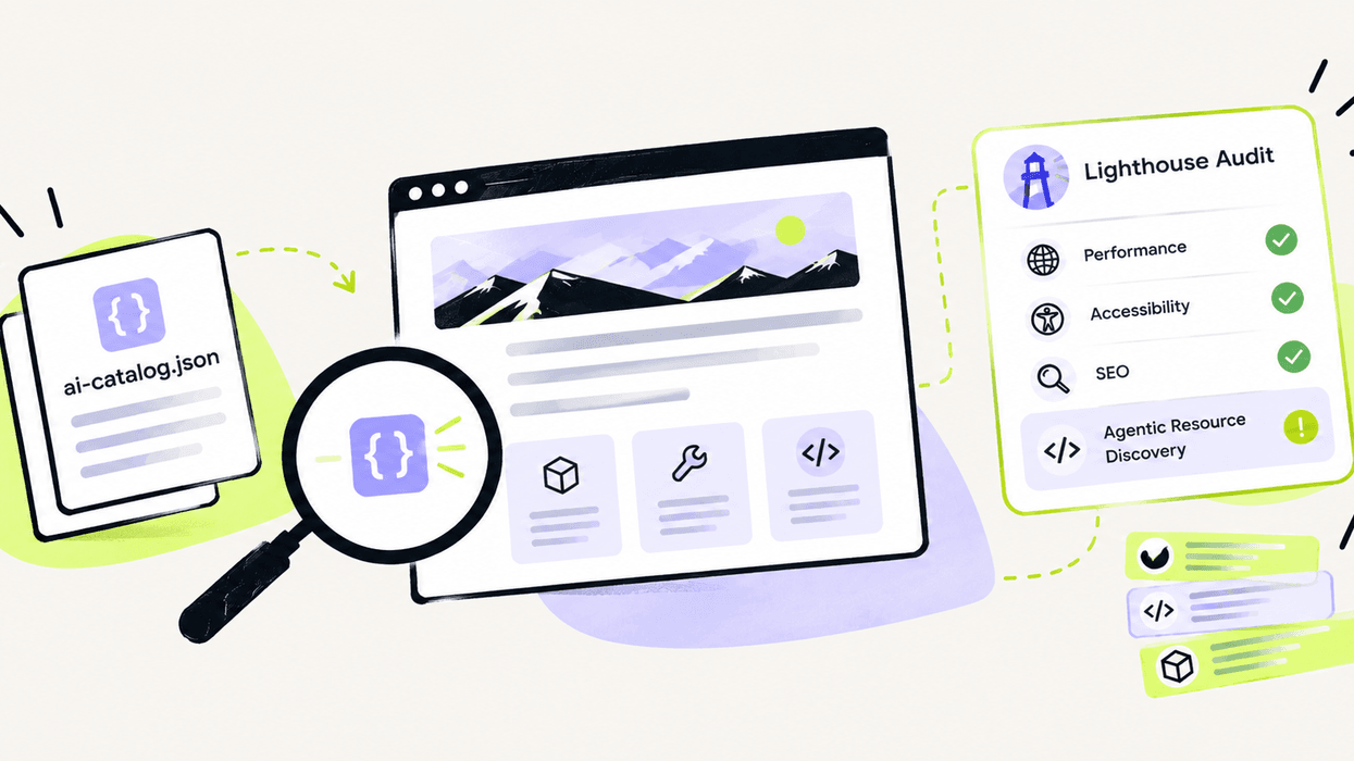 illustration of a website code audit with performance and accessibility checks