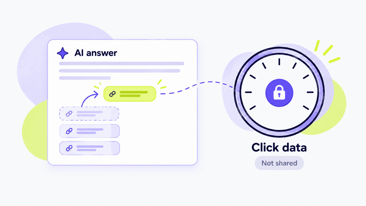 illustration showing AI answer with locked click data which emphasizes privacy and secrecy