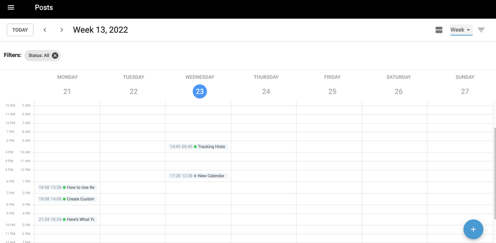 Image of a calendar with various article titles showing