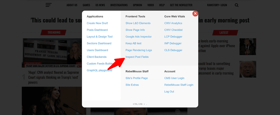 Inspect Post Fields - RebelMouse Chrome Extension