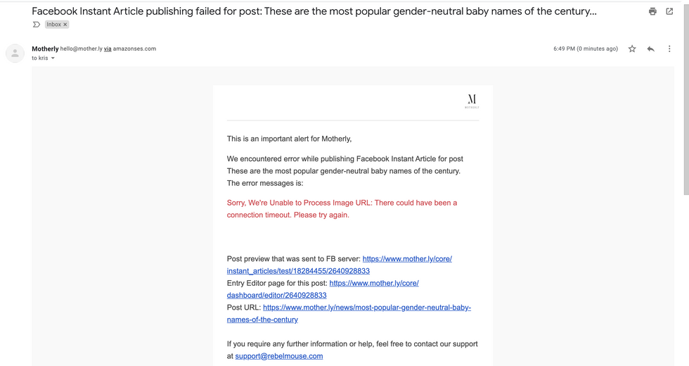 invalid token facebook instant articles