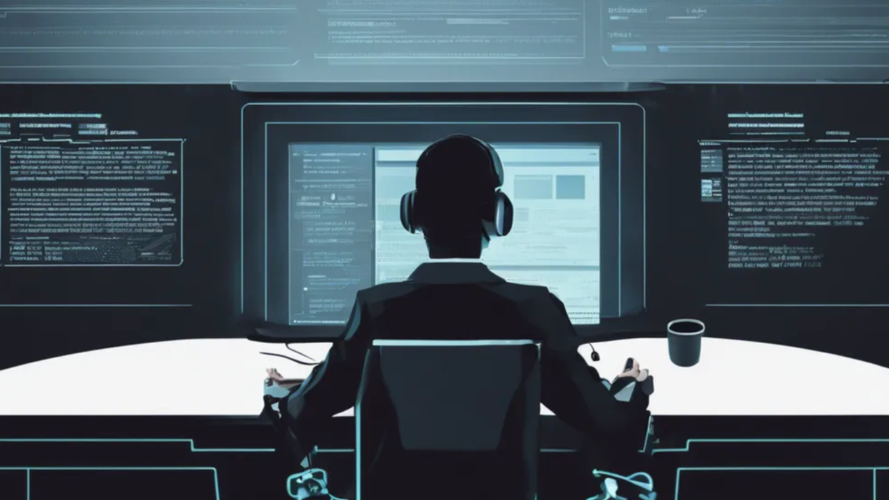 journalist sits in front of an AI-generated chatbot to become more efficient