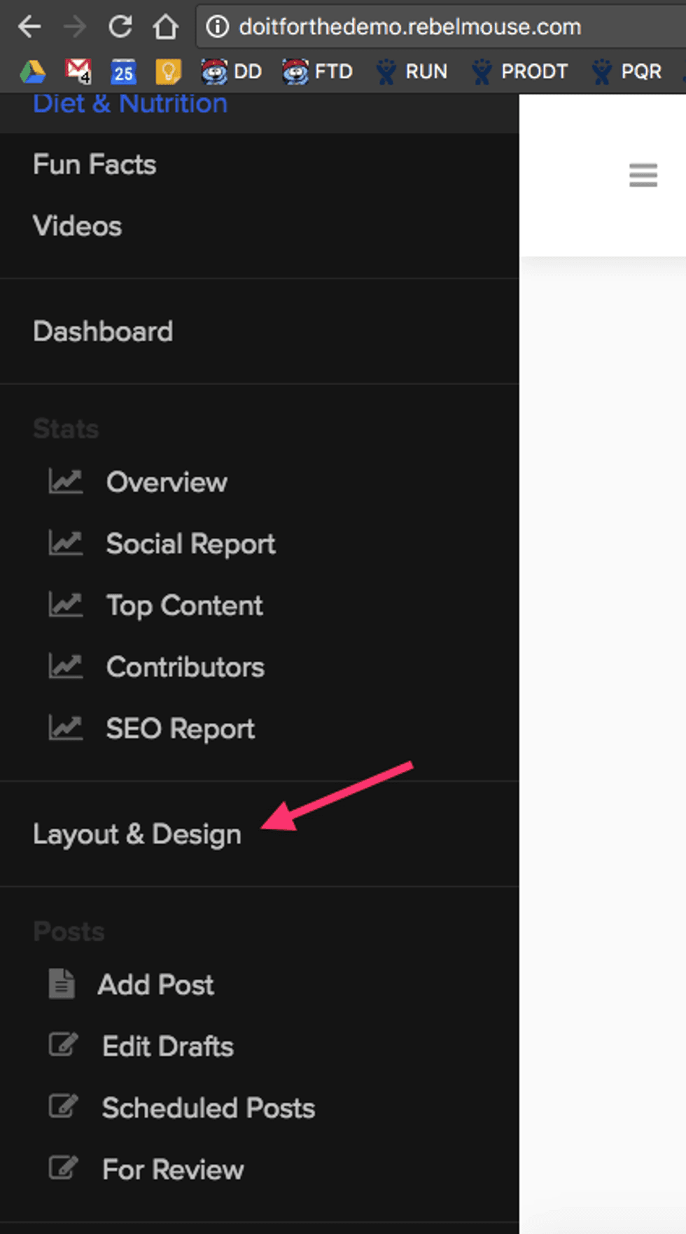 Layout & Design Menu