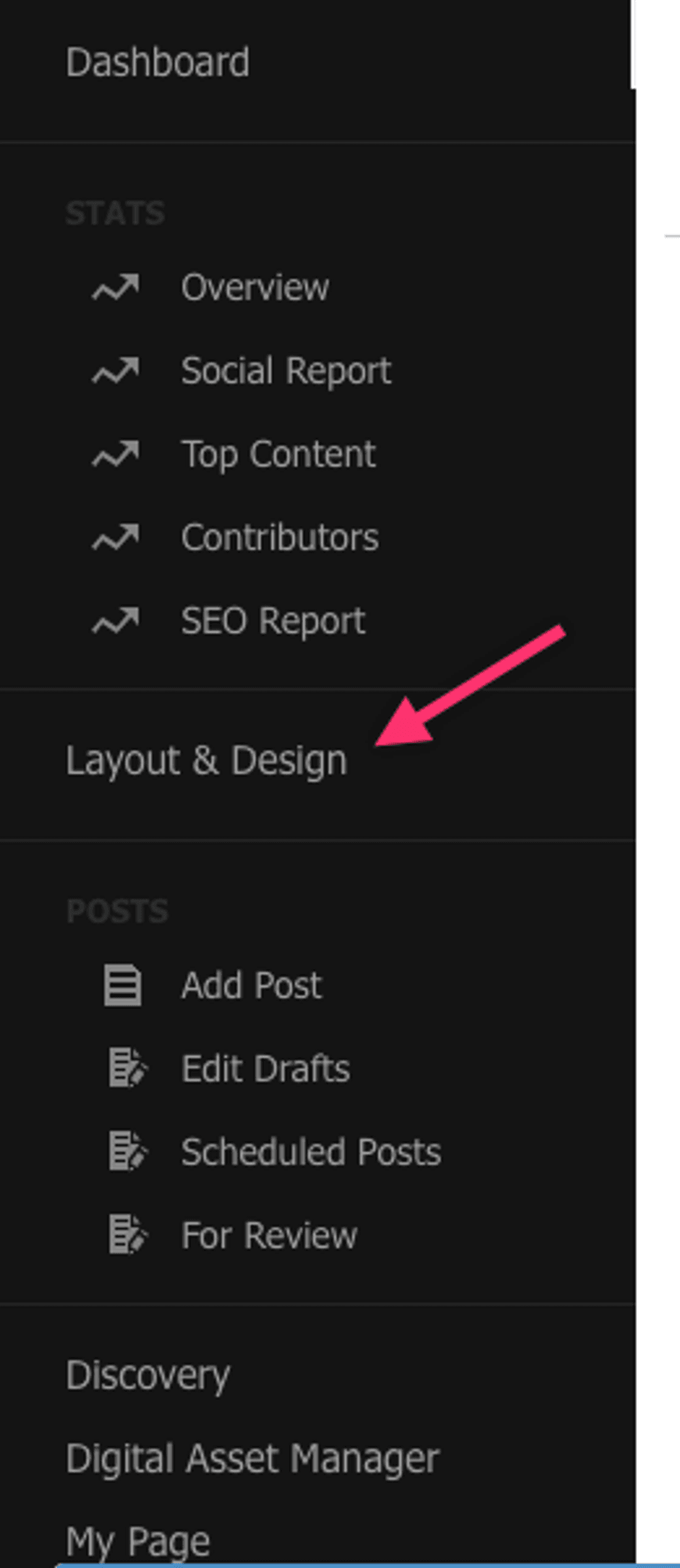 Layout & Design tool in the left-hand navigation menu
