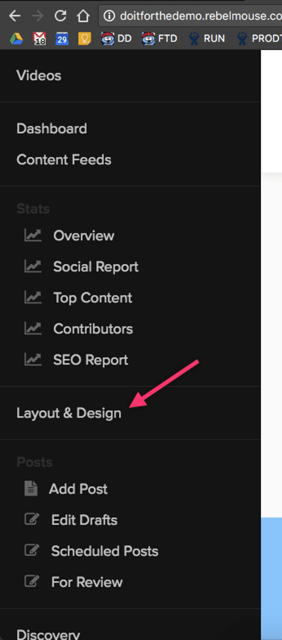 Layout & Design Tool Menu