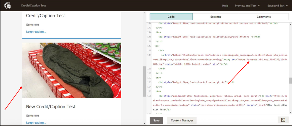 Mailchimp preview example