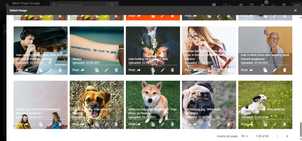 Media Library pop-up shown on Layout and Design Tool