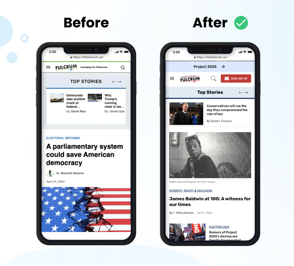 mobile view of The Fulcrum blueprint redesign