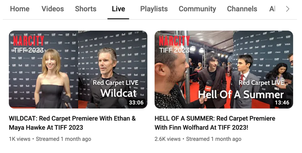 Narcity YouTube Live videos