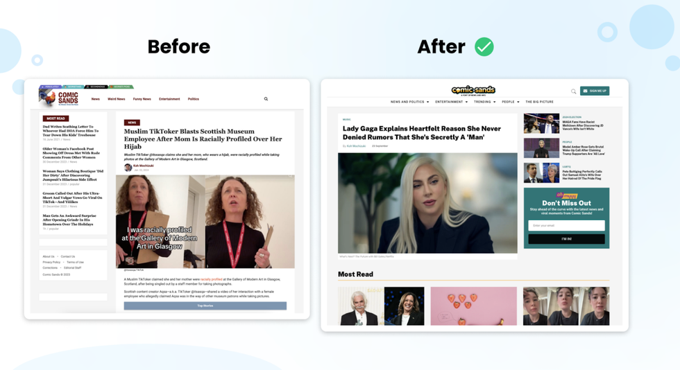 new design for Comic Sands after the redesign shows great improvement for user experience