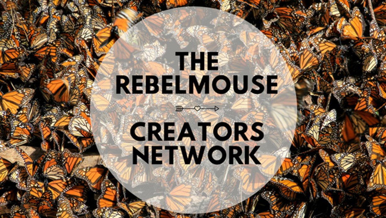 Numerous monarch butterflies with "The Rebelmouse Creators Network" text overlay.