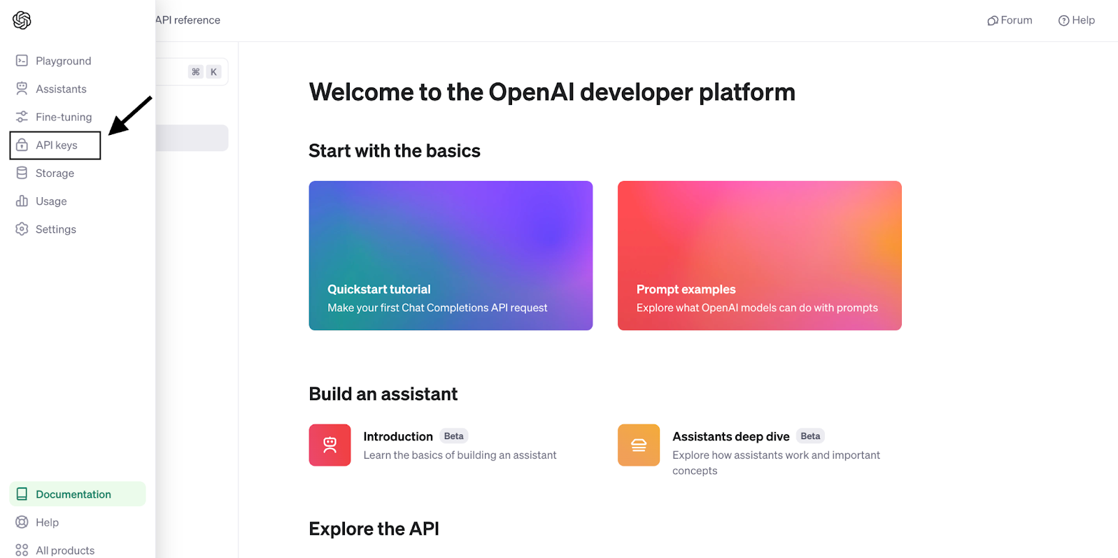 OpenAI dashboard