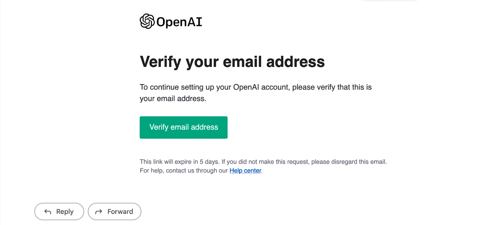 OpenAI email verification link page