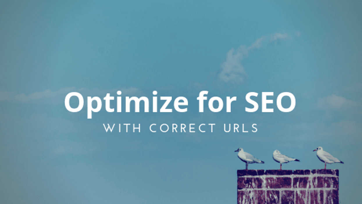 "Optimize for SEO" text with birds on a brick wall against a blue sky.