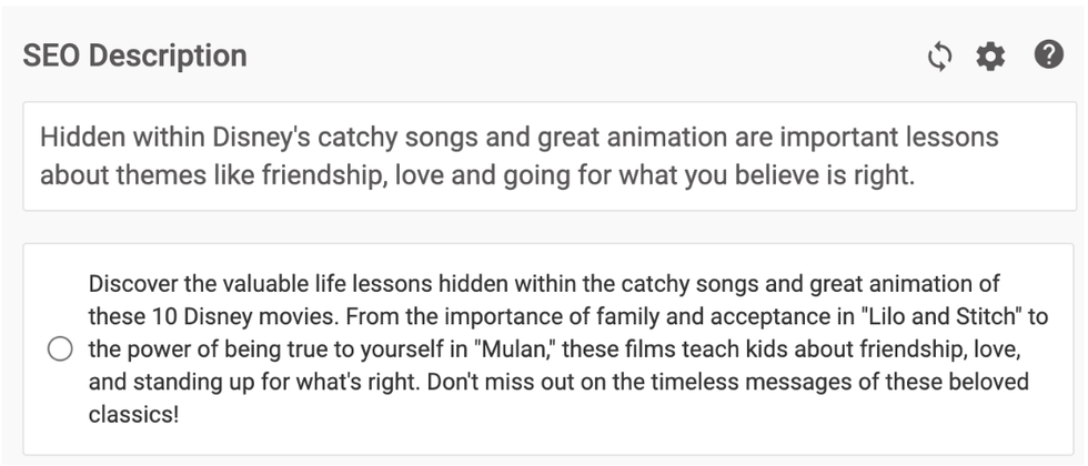 optimizer in action to help write SEO descriptions